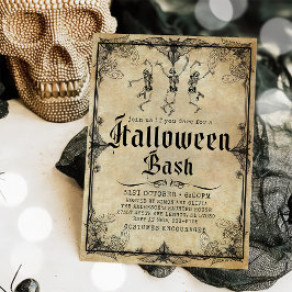 Vintage Skeleton Vuxen Halloween fest Inbjudningar