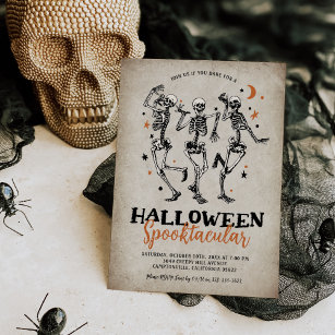 Vintage Skeleton Vuxen Halloween fest Inbjudningar