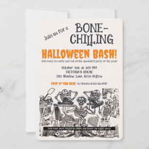 Vintage Skelett Ben-Åtskillande Halloweenfest Inbjudningar