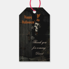Vintage Skelett Halloween Presentetikett