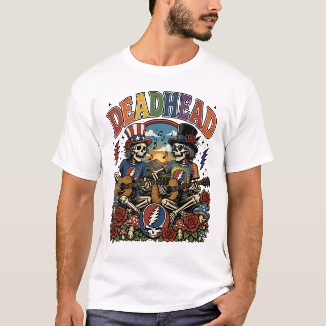 vintage skelett jam band gitarr t-shirt (Framsida)