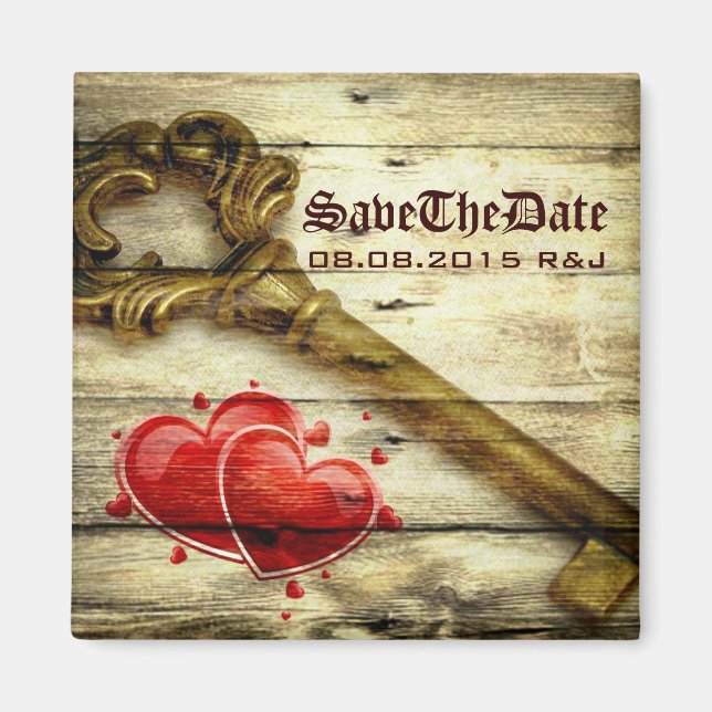 vintage skelett nyckel sektorian steampunk bröllop magnet (Framsidan)