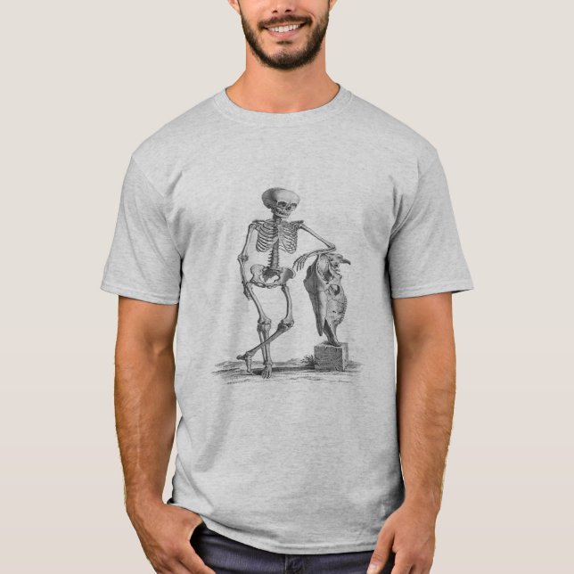 Vintage Skelett Ringer T-Shirt (Framsida)