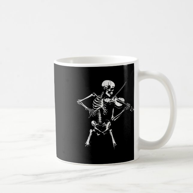 Vintage skelett spelar fiol Halloween Rock Kaffemugg (Höger)