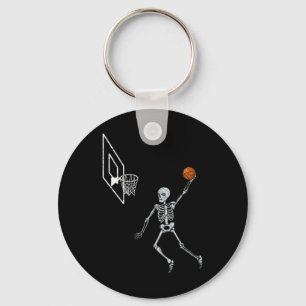 Vintage skelett spelare dunkar boll Halloween Nyckelring