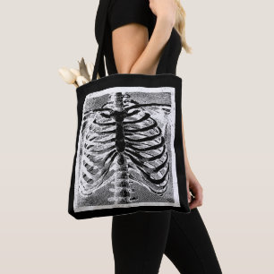 Vintage skelettben torso kropp Halloween Tygkasse