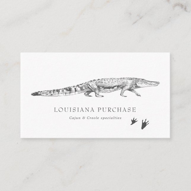 Vintage Sketch Alligator Affärsbricka Visitkort (Framsida)