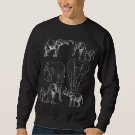 Vintage Sketch Elephant - Hand Drawn Wildlife Lång Ärmad Tröja