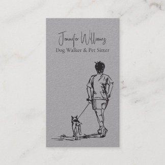 Vintage Sketch Hundpromenerare Husdjurssittare Visitkort