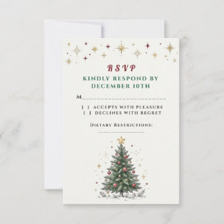 Vintage Sketch Julgran Holiday RSVP-kort OSA Kort