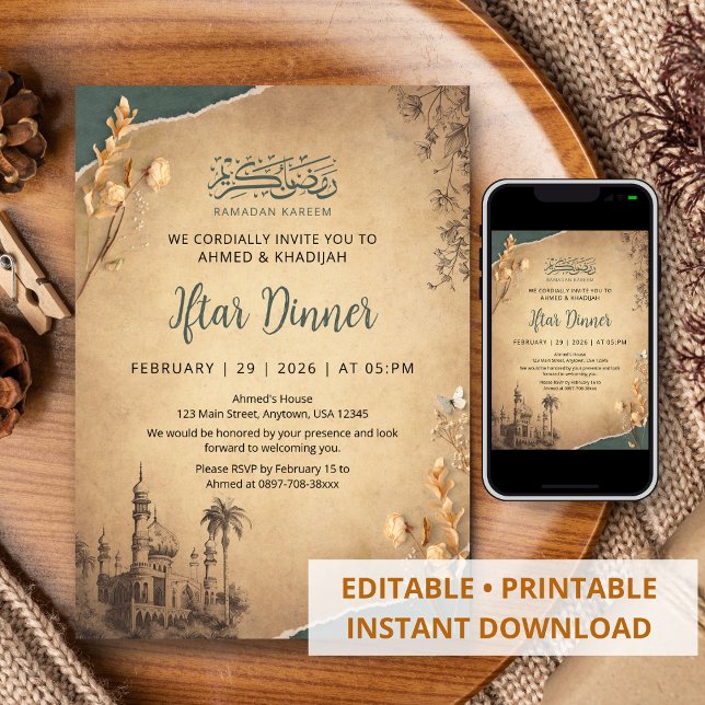 Vintage Sketch Ramadan Iftar Dinner Invitation Inbjudningar (Skapare uppladdad)