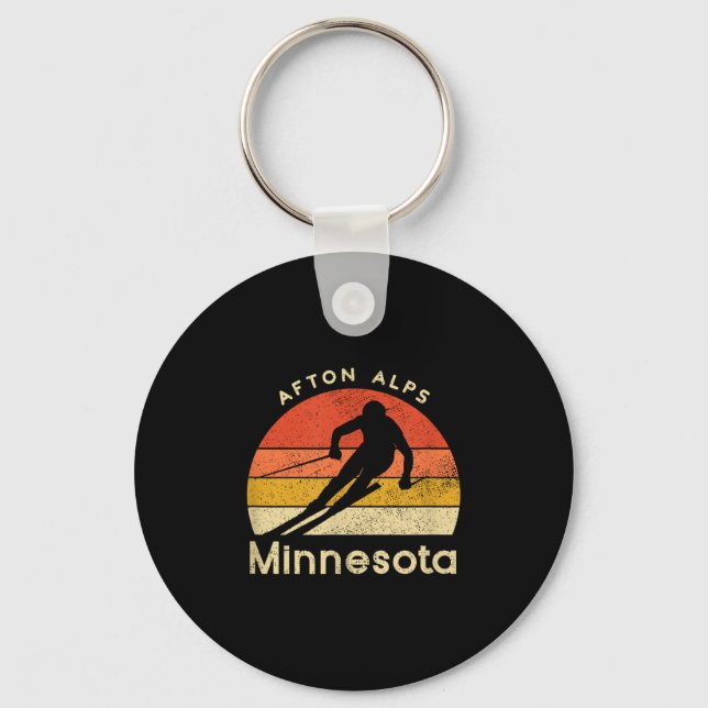 Vintage Ski Afton Alpernas Minnesota Mountain Nyckelring (Framsida)