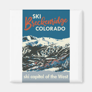 Vintage Ski BReckenridge Poster blå Magnet