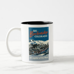 Vintage Ski BReckenridge Poster Blue Två-Tonad Mugg