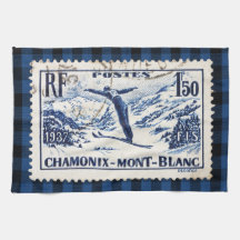 Vintage Ski Chamonix-Mont Blanc Postage Frimärke