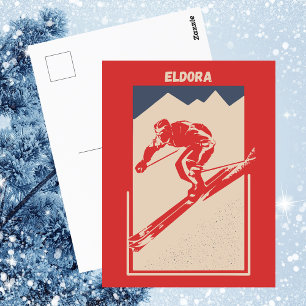 Vintage Ski Colorado Mountain Resort Eldora Vykort