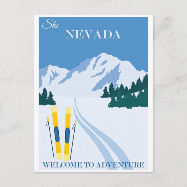 Vintage Ski Nevada Mountains Travel Vykort (Framsida)