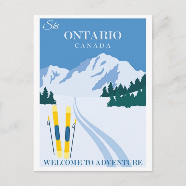 Vintage Ski Ontario Canada Postcard Vykort (Framsida)