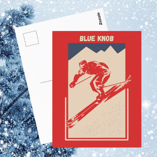 Vintage Ski Pennsylvania Mountain Resort Blue Knob Vykort