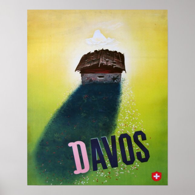 Vintage Ski poster, Davos Poster (Framsidan)
