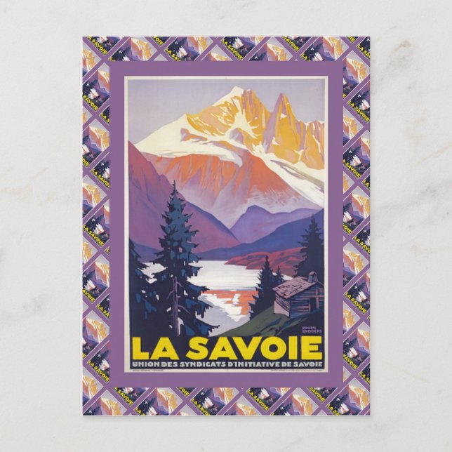 Vintage Ski Poster, Frankrike, La Savoie Vykort (Framsida)