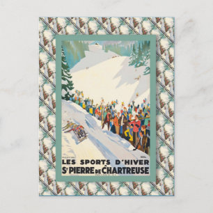 Vintage Ski-Poster, Frankrike, Saint Pierre de Cha Vykort