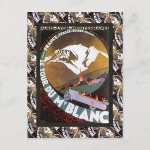 Vintage Ski Poster, Le Tour du Mt Blanc Vykort