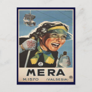 Vintage Ski Poster, Mera Vykort