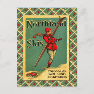 Vintage Ski Poster, Northland Skis Vykort