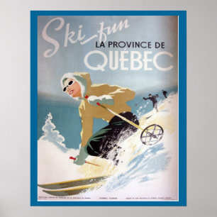 Vintage Ski Poster, Quebec för vintersport Poster