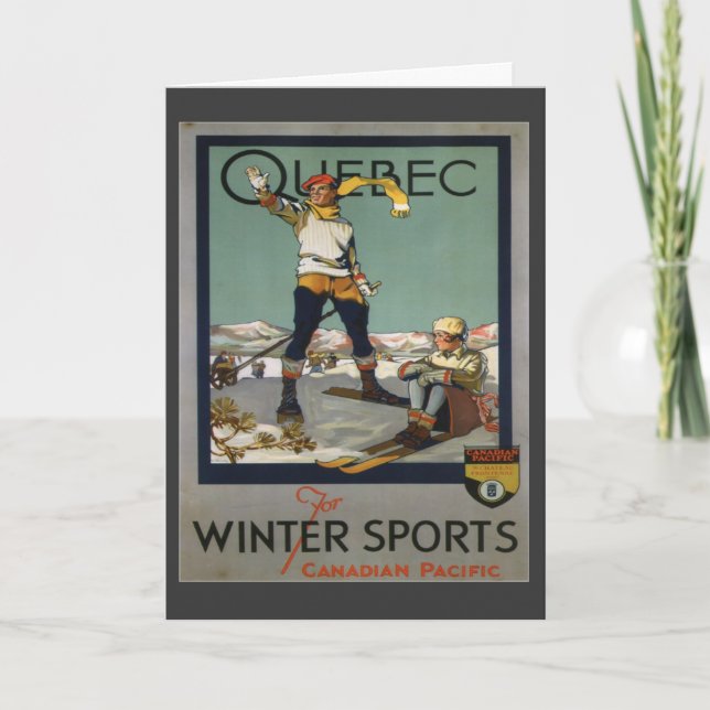 Vintage Ski poster, Quebec, vinterland Helgkort (Framsida)