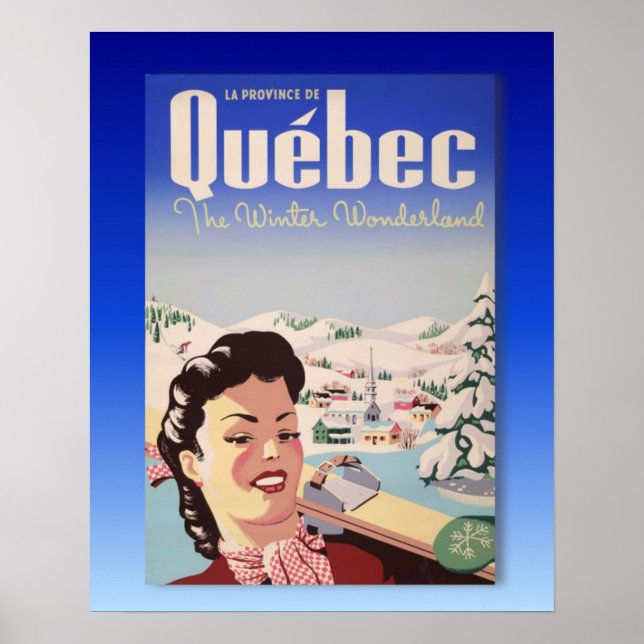 Vintage Ski poster, Quebec, vinterland Poster (Framsidan)