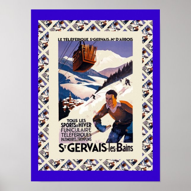 Vintage Ski Poster,  Saint Gervais les Bains Poster (Framsidan)