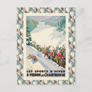 Vintage Ski Poster, Saint Pierre de Chartreuse Vykort