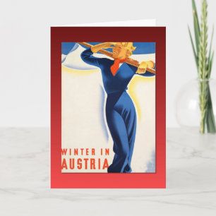 Vintage Ski poster, vinter i Österrike Helgkort