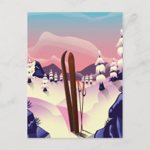 Vintage Ski poster Vykort