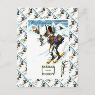 Vintage Ski Scene, nedförsbackskidåkning Vykort