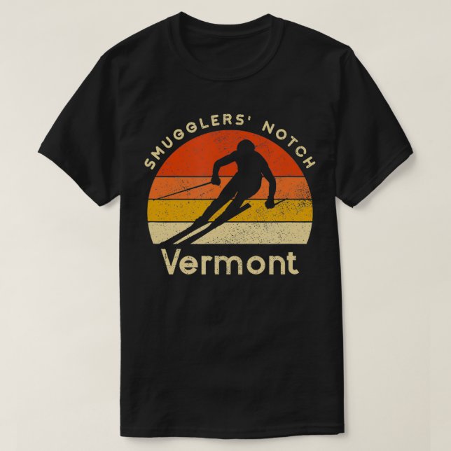Vintage Ski Smugglers Notch Vermont Mountain T Shirt (Design framsida)