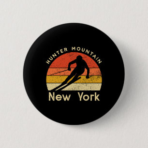 Vintage skidåkare Mountain New York Fjäll Knapp