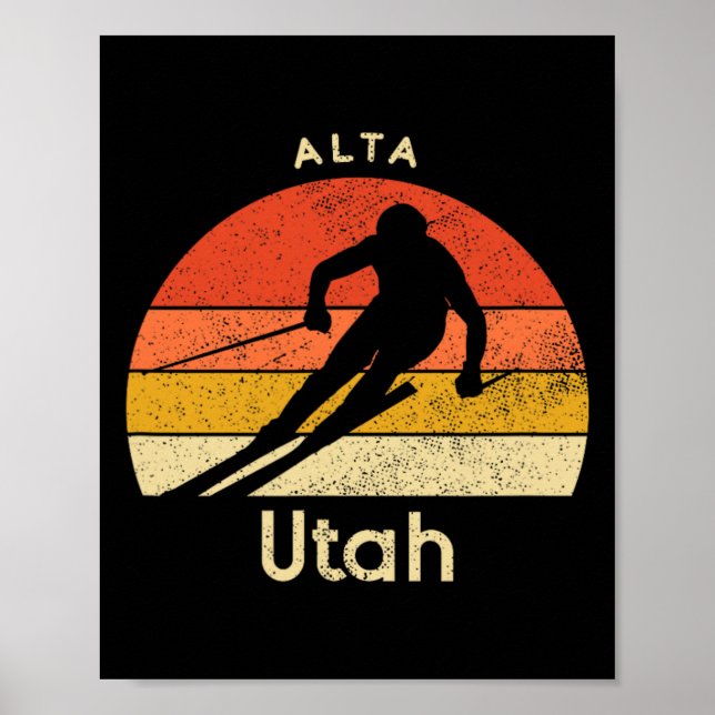 Vintage skidåkning Alta Utah Berg  Poster (Framsidan)