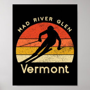 Vintage skidåkning Mad River Glen Vermont Mountain Poster