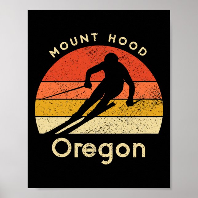 Vintage skidåkning Mount Hood Oregon Berg  Poster (Framsidan)