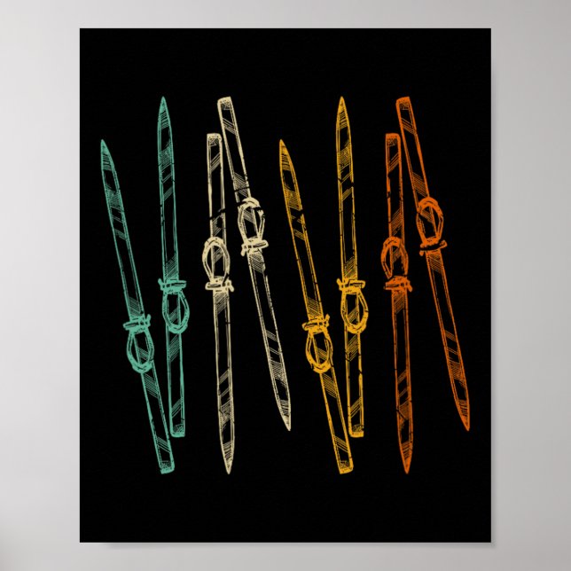 Vintage skidåkning Retro ski  Poster (Framsidan)