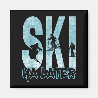 Vintage skidåkning senare rolig skidåkare vintersp magnet