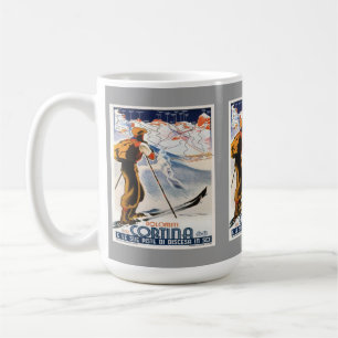 Vintage skidar affischen, italien, kaffemugg