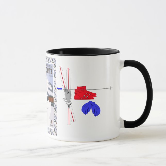 Vintage skidar affischen, San Moritz, krönad Mugg (Höger)