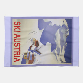 Vintage skidar affischen, skidar Österrike Kökshandduk