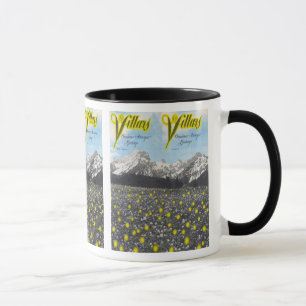 Vintage skidar affischen, skidar Villars Mugg