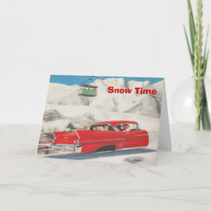 Vintage skidar affischen, snötid helgkort