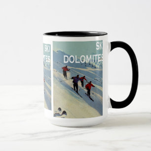 Vintage skidar affischer, skidar Dolomites Mugg
